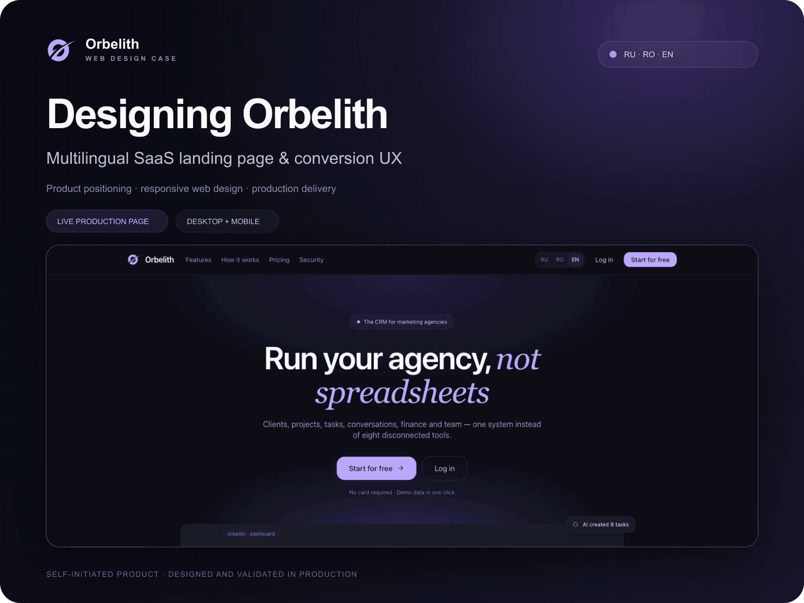 Orbelith multilingual landing page and conversion UX case study cover